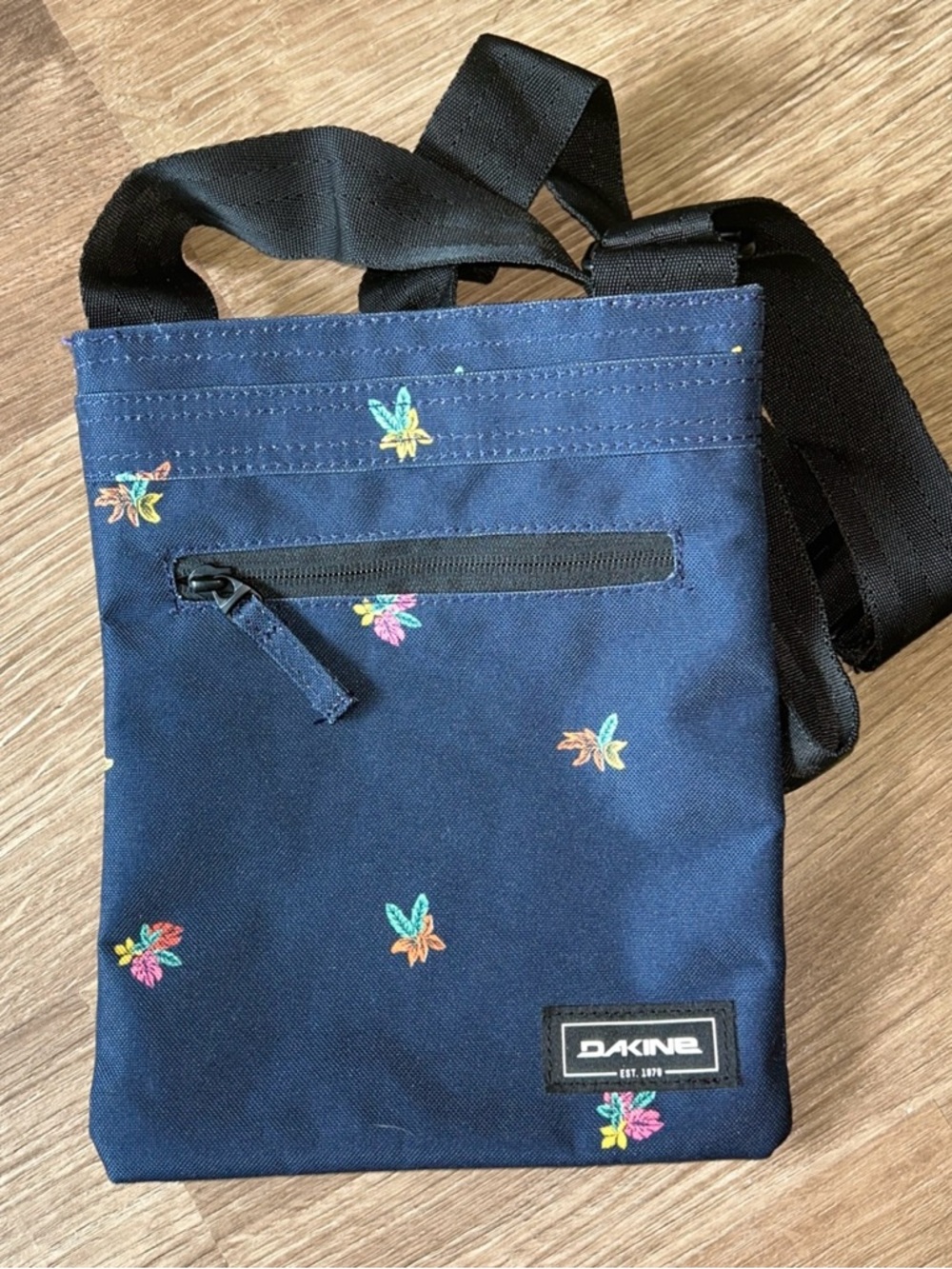 Dakine Navy Crossbody Bag with Small Multicolor Floral Embroidery